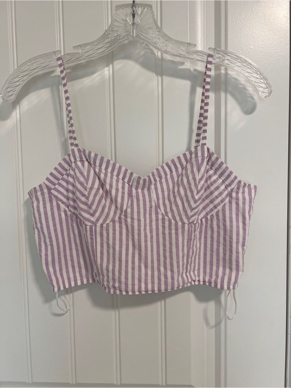 Anthropologie Striped Lavender Cropped Bustier Top